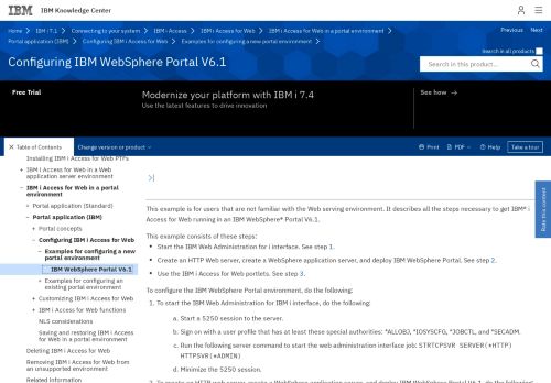 
                            8. IBM i Access for Web: Configuring IBM WebSphere Portal V6.1
