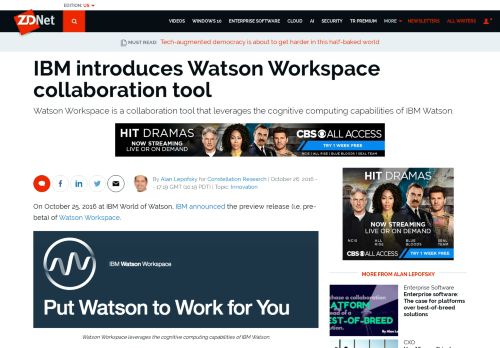 
                            9. IBM introduces Watson Workspace collaboration tool | ZDNet