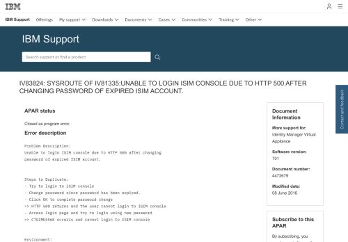 
                            9. IBM IV83824: SYSROUTE OF IV81335:UNABLE TO LOGIN ISIM ...