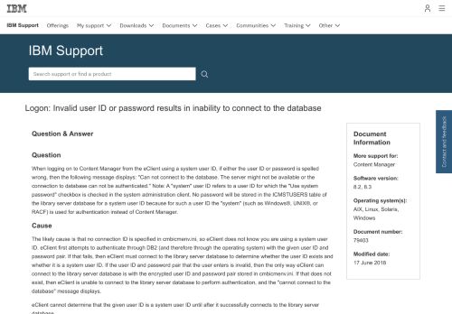 
                            12. IBM Logon: Invalid user ID or password results in inability to connect to ...