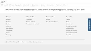 
                            11. IBM PH04060:Potential Remote code execution vulnerability in ...