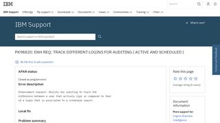 
                            6. IBM PK98820: ENH REQ: TRACK DIFFERENT LOGINS FOR ...
