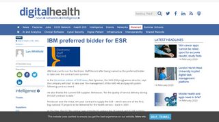 
                            13. IBM preferred bidder for ESR | Digital Health