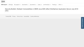 
                            10. IBM Security Bulletin: Multiple Vulnerabilities in IBM® Java SDK affect ...