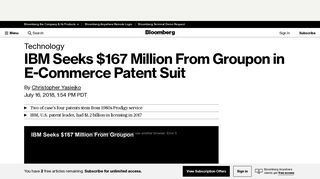 
                            8. IBM Seeks $167 Million From Groupon in E-Commerce Patent Suit ...