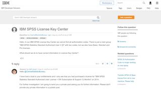 
                            6. IBM SPSS License Key Center - IBM Developer Answers