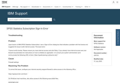 
                            7. IBM SPSS Statistics Subscription Sign-In Error - United States