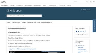 
                            9. IBM View Opened and Closed PMRs on the IBM Support Portal ...