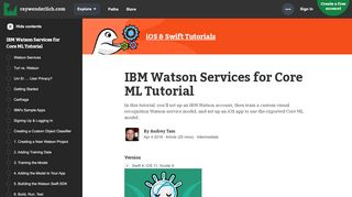 
                            11. IBM Watson Services for Core ML Tutorial | raywenderlich.com