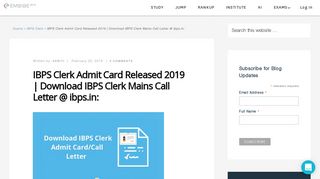 
                            12. IBPS Clerk Admit Card 2019 for Mains | Download Your IBPS Clerk ...