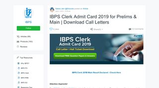 
                            12. IBPS Clerk Admit Card 2019 for Prelims & Main | Download Call Letters