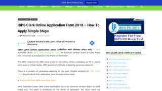 
                            10. IBPS Clerk Online Application Form 2018 - How to Apply Simple Steps