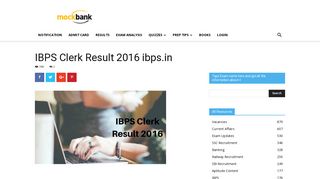 
                            4. IBPS Clerk Result 2016: Preliminary & Mains Examination - MockBank