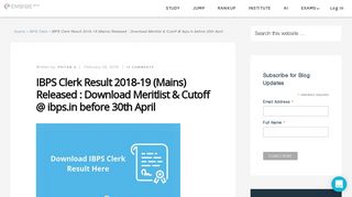 
                            13. IBPS Clerk Result For Prelims 2018 Released: Download Your ...