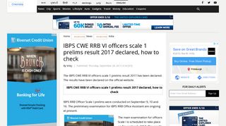 
                            11. IBPS CWE RRB VI officers scale 1 prelims result 2017 declared, how ...