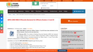 
                            3. IBPS CWE RRB VI results declared for Officers Scale and Office ...
