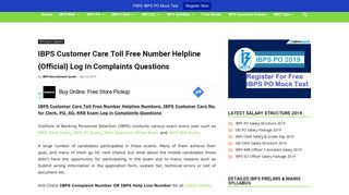 
                            7. IBPS Helpline Contact Numbers, Log in Complaints Questions, Bank ...