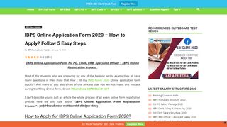 
                            4. IBPS Online Application Form 2019 - How to Apply? Follow 5 Easy Steps