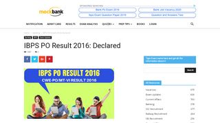 
                            12. IBPS PO Result 2016: DECLARED: Check at www.ibps.in - MockBank