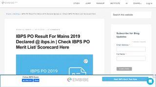
                            10. IBPS PO Result 2018 For Prelims Released @ ibps.in | Check Score ...