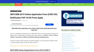 
                            6. IBPS RRB 2019 Online Application Form (CWE VIII) Notification Pdf ...