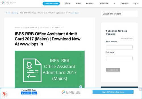 
                            3. IBPS RRB Office Assistant Admit Card 2017 (Mains) | Download Now ...