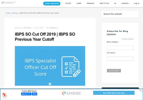 
                            11. IBPS SO Cut Off 2019 | IBPS SO Previous Year Cutoff - Embibe