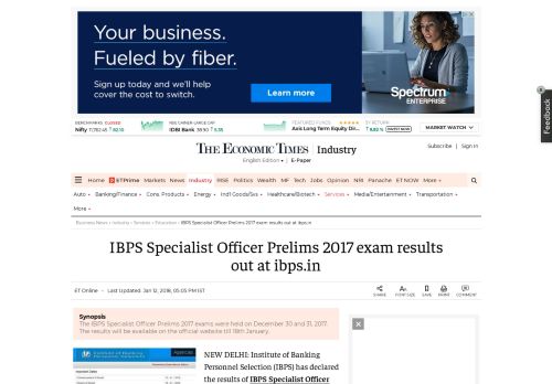 
                            6. IBPS SO Result Declared: IBPS Specialist Officer Prelims 2017 exam ...