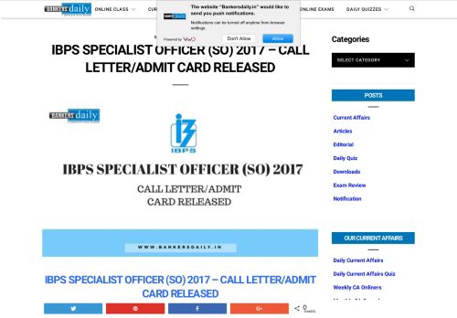
                            5. IBPS Specialist Officer (SO) 2017 - CALL LETTER/ADMIT CARD ...