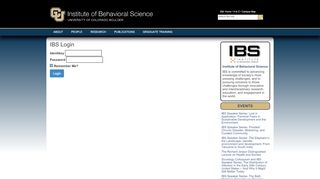 
                            11. IBS Login - Institute of Behavioral Science - University of Colorado ...