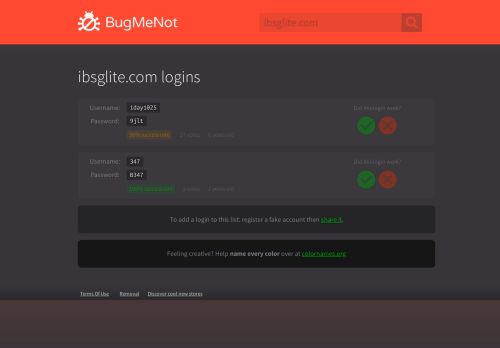 
                            6. ibsglite.com passwords - BugMeNot
