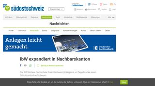 
                            9. ibW expandiert in Nachbarskanton | suedostschweiz.ch