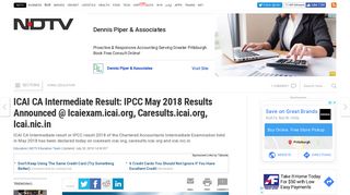 
                            7. ICAI CA Intermediate Result: IPCC May Result 2018 @ Icaiexam.icai ...