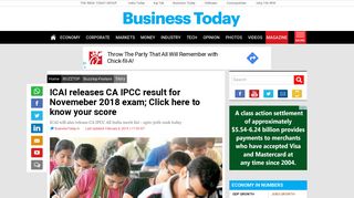 
                            6. ICAI releases CA IPCC result for Novemeber 2018 exam; Click here to ...