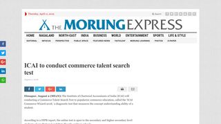 
                            10. ICAI to conduct commerce talent search test – The Morung Express