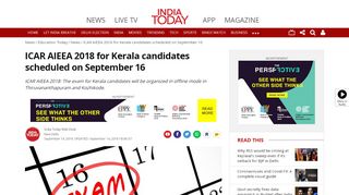 
                            12. ICAR AIEEA 2018 for Kerala candidates scheduled on September 16 ...