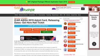 
                            10. ICAR AIEEA 2019 Admit Card, Hall Ticket, Releasing Dates- Get Here ...