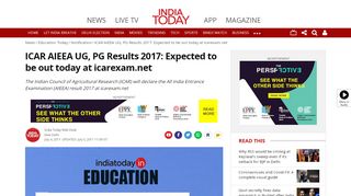
                            11. ICAR AIEEA UG, PG Results 2017: Expected to be out today at ...