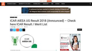 
                            6. ICAR AIEEA UG Result 2018 (Announced) – Check here ICAR Result ...