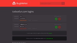 
                            1. iceboxfun.com passwords - BugMeNot