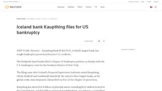 
                            11. Iceland bank Kaupthing files for US bankruptcy | Reuters