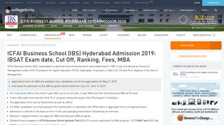 
                            11. ICFAI Business School Hyderabad (IBS) Admission 2019: IBSAT ...