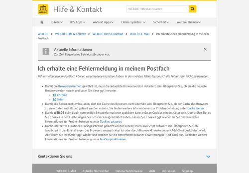 
                            5. Ich erhalte eine Fehlermeldung in meinem Postfach - WEB.DE Hilfe