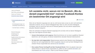 
                            2. Ich erkenne im „Wo du derzeit angemeldet bist“-Abschnitt ... - Facebook