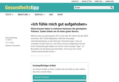 
                            6. «Ich fühle mich gut aufgehoben» - Artikel - www.gesundheitstipp.ch