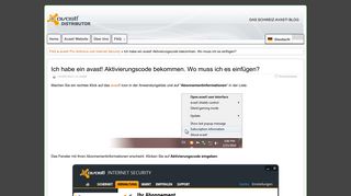 
                            7. Ich habe ein avast! Aktivierungscode bekommen. Wo muss ich es ...