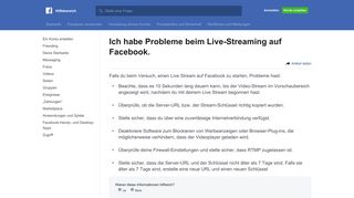 
                            10. Ich habe Probleme beim Live-Streaming auf Facebook. | Facebook ...
