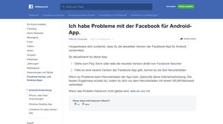 
                            5. Ich habe Probleme mit der Facebook für Android-App. | Facebook ...