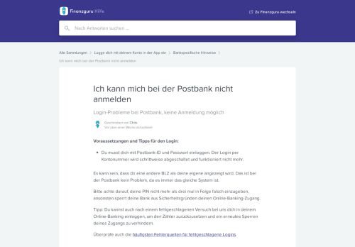 
                            5. Ich kann mich bei der Postbank nicht anmelden | Finanzguru