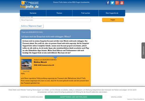 
                            2. Ich kann mich bei Snapchat nicht mehr einloggen. Wieso? - fragprofis.de